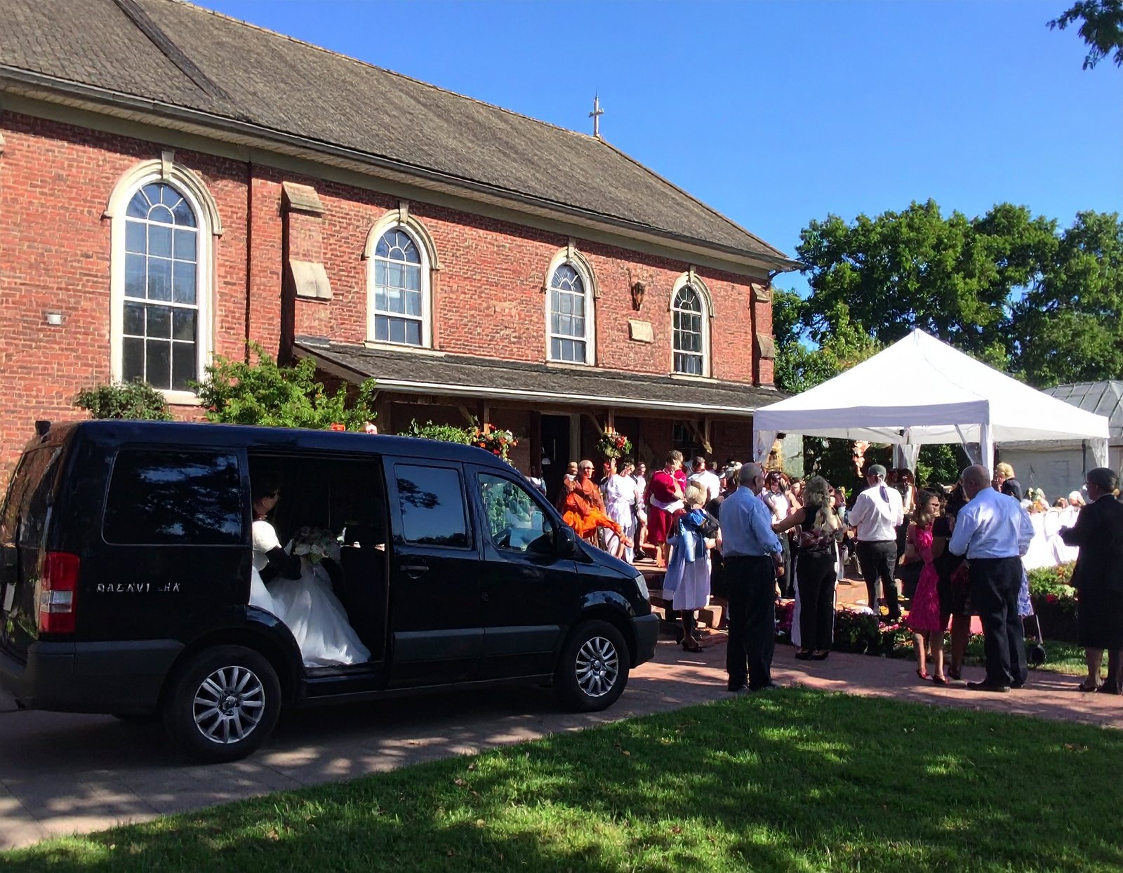 Guests boarding a shuttle