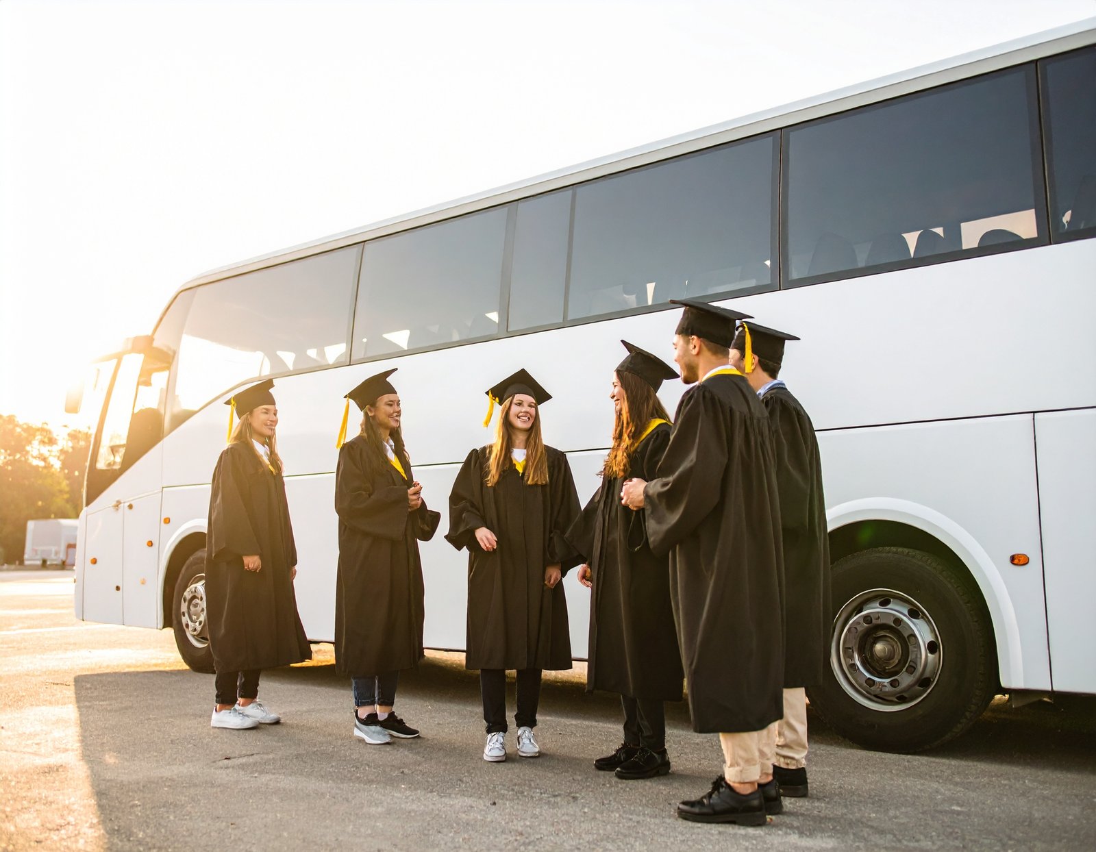 Group celebrating in a party bus